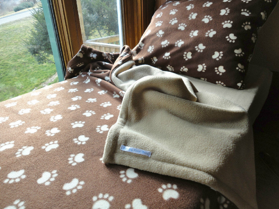 Twin Sized Bedding Boys & Girls Handmade Fleece Bed Set 'cappuccino Paw Prints' (ready To Make)