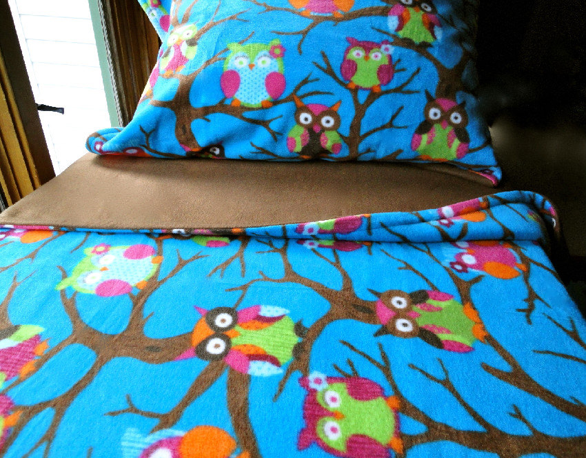 Toddler Fleece Blanket Set 'owls At Midnight' For Boys And Girls - Fits Crib & Toddler Beds