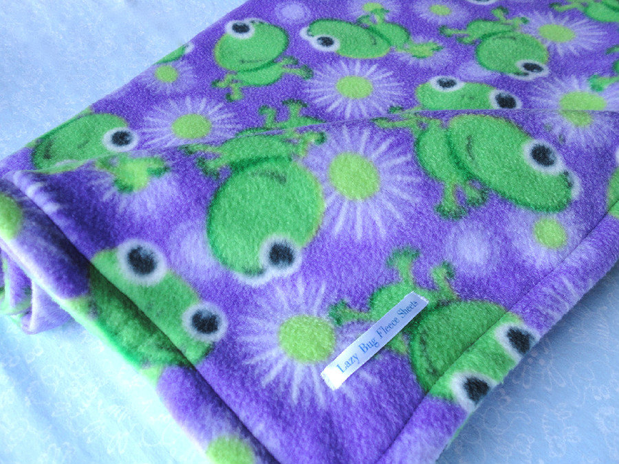 Baby Blanket Fleece Handmade Toddler Blanket 'ribbity Frogs' For Boys & Girls