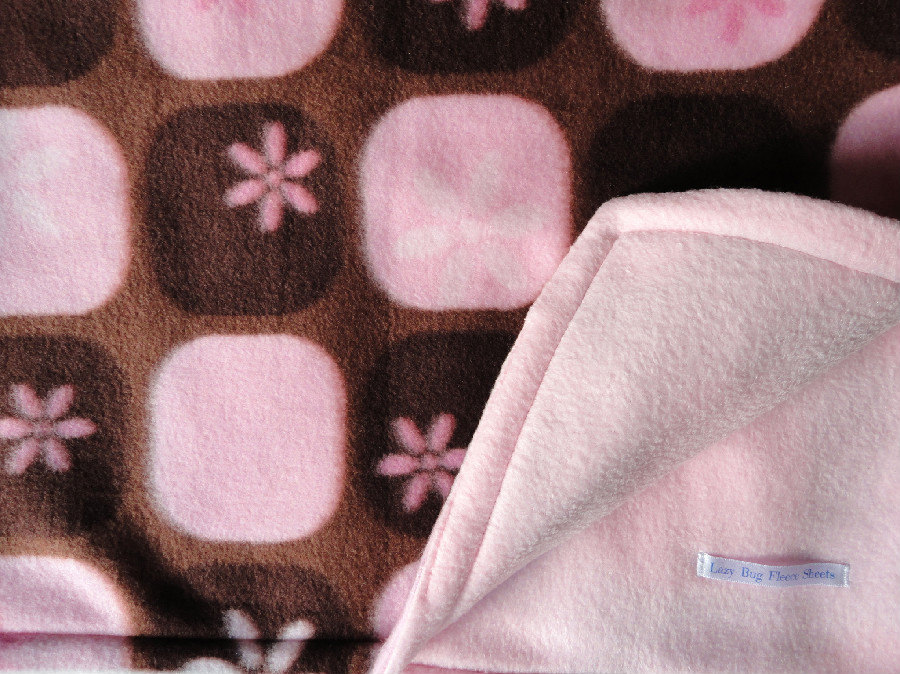 Pink / Brown Baby Blanket Girls Fleece Toddler Handmade 'chocolate Silk'