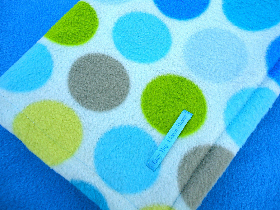 Packnplay Blanket And Sheet Set Handmade Fleece Bedding Set For Babies 'snowball Fight' Blue Polka Dot Print