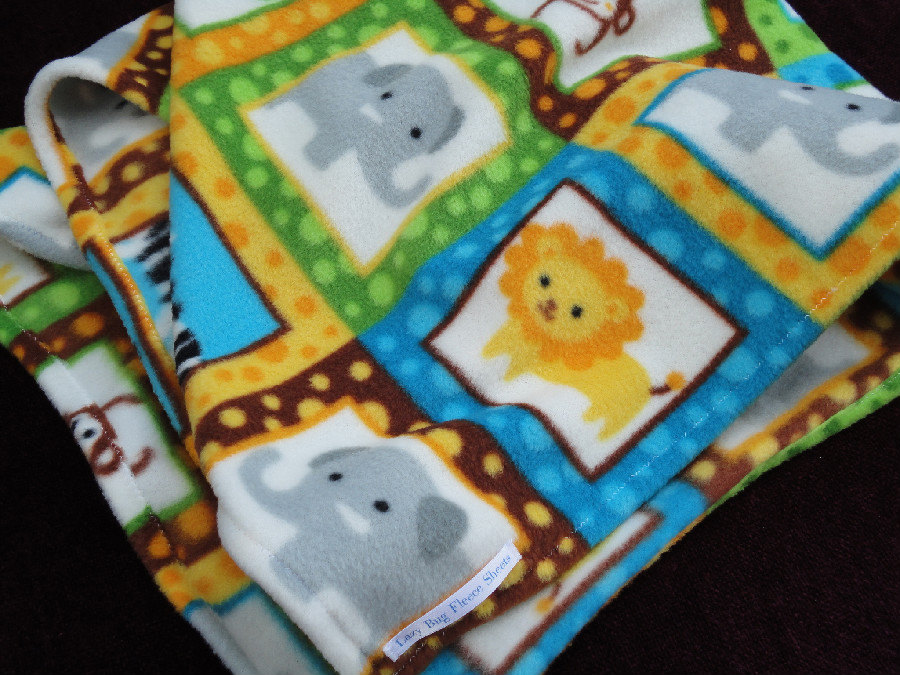 Play Yard Sheet / Blanket Set Fleece Bedding Set For Babies 'roar... Zoo Animals' Print